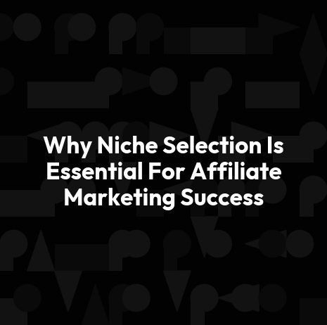 Why Niche Selection Is Essential For Affiliate Marketing Success
