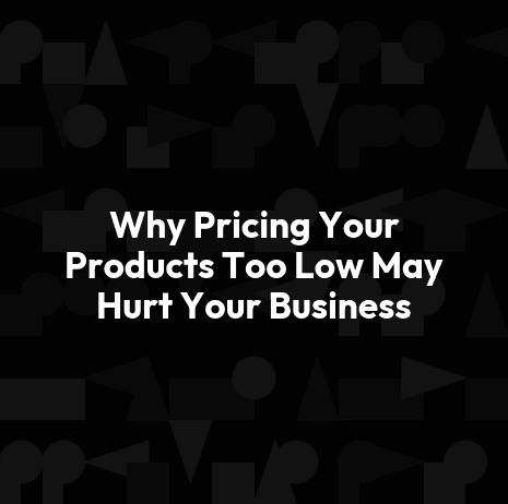 Why Pricing Your Products Too Low May Hurt Your Business